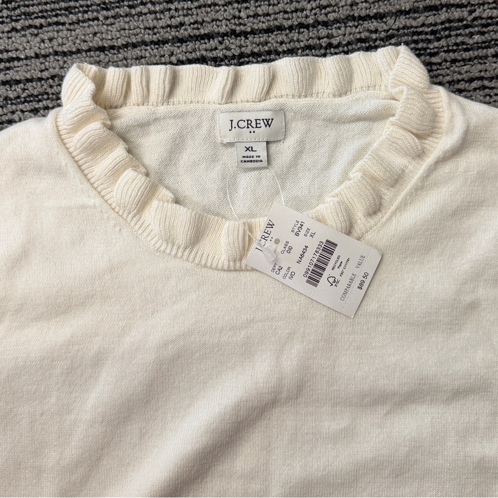 🔥🔥🔥NEW J. Crew Cotton Ruffleneck Sweater - Picture 6 of 6